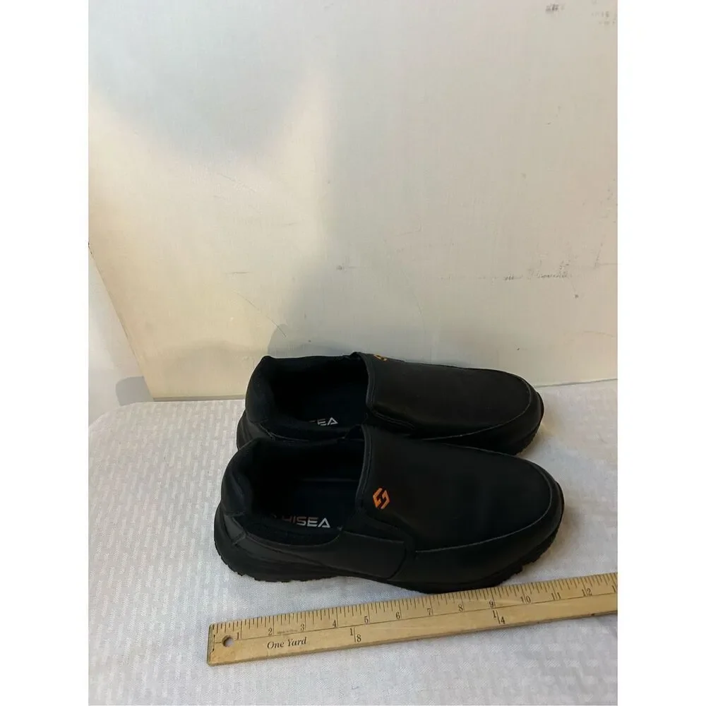 Hisea safety loafers men’s size 10 black slip‎ resistance tread AQX09ACP